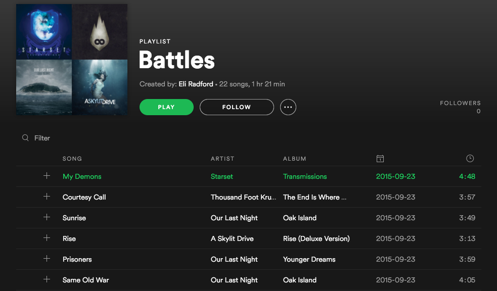 Eli's Battles playlist